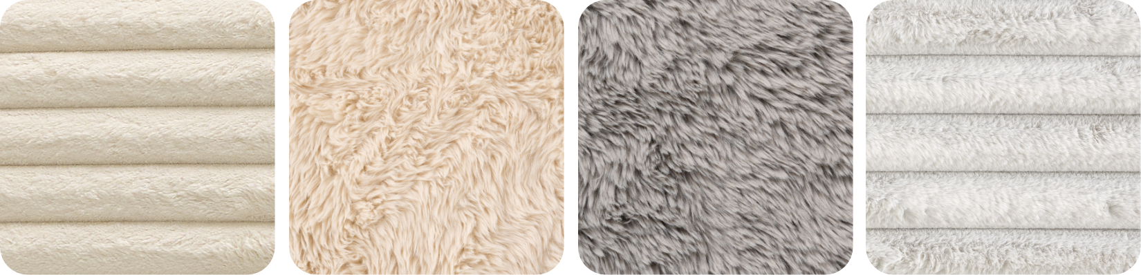 various swatches of plush textured fabrics